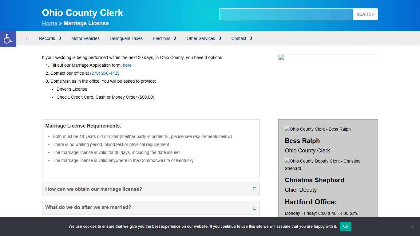 Marriage License - Welcome to Ohio County Clerks Website